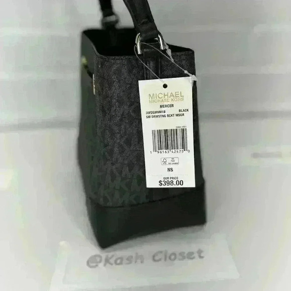 Michael Kors Mercer Bucket Bag Small Drawstring Crossbody Bag Black - Picture 7 of 12